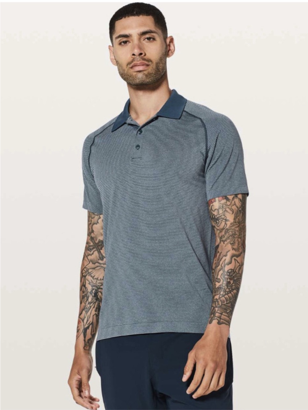 lululemon Navy Metal Vent Tech Active Polo Shirt Medium
